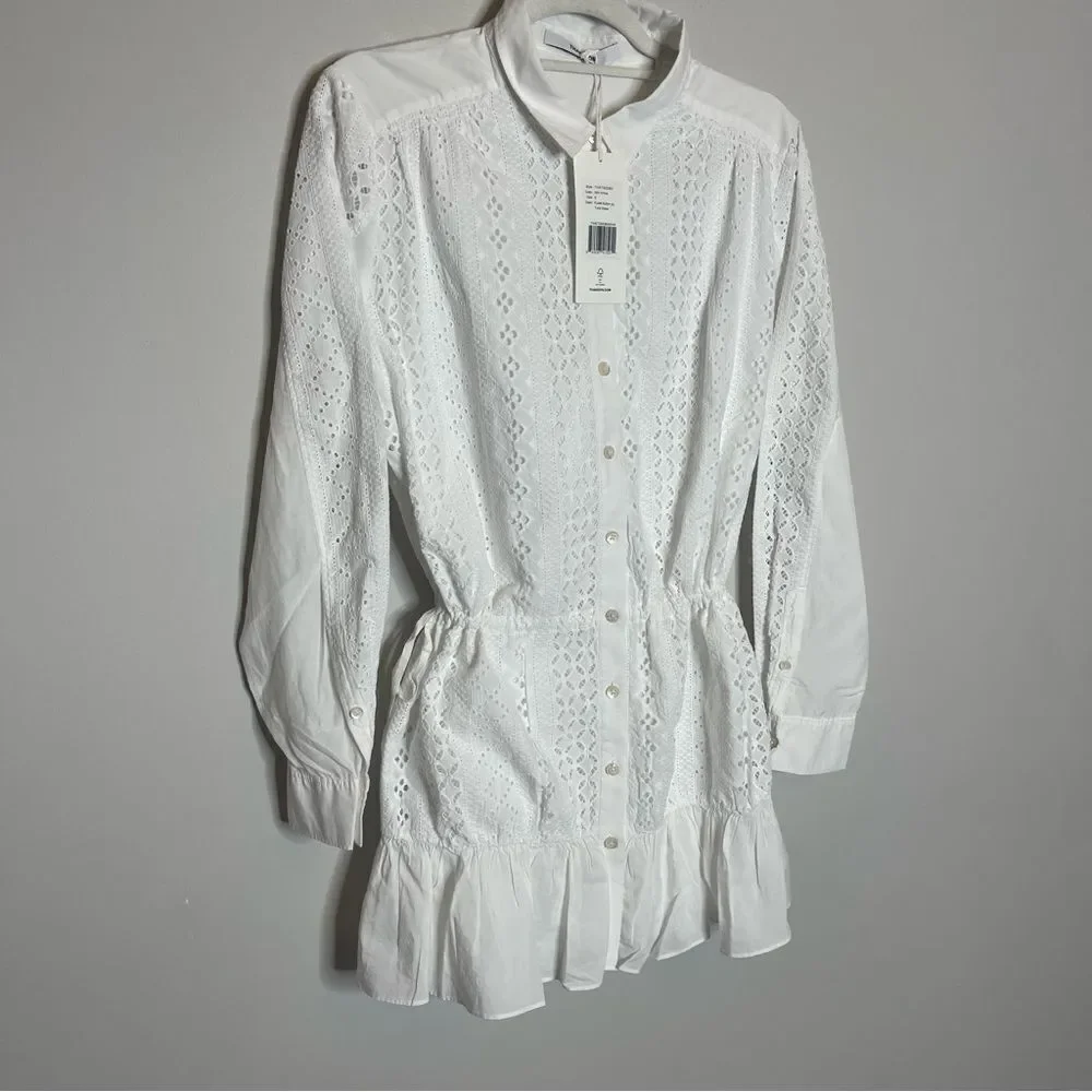 $250 Thakoon White button up lace tunic dress NWT size 6